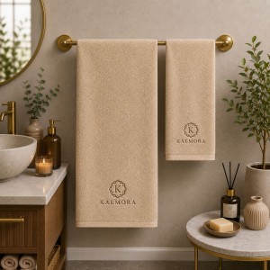 Logolu El ve Banyo Havlusu Takımı Kahverengi 50x90cm 70x140cm